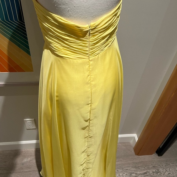 Yellow chiffon high low formal strapless dress - Picture 4 of 5